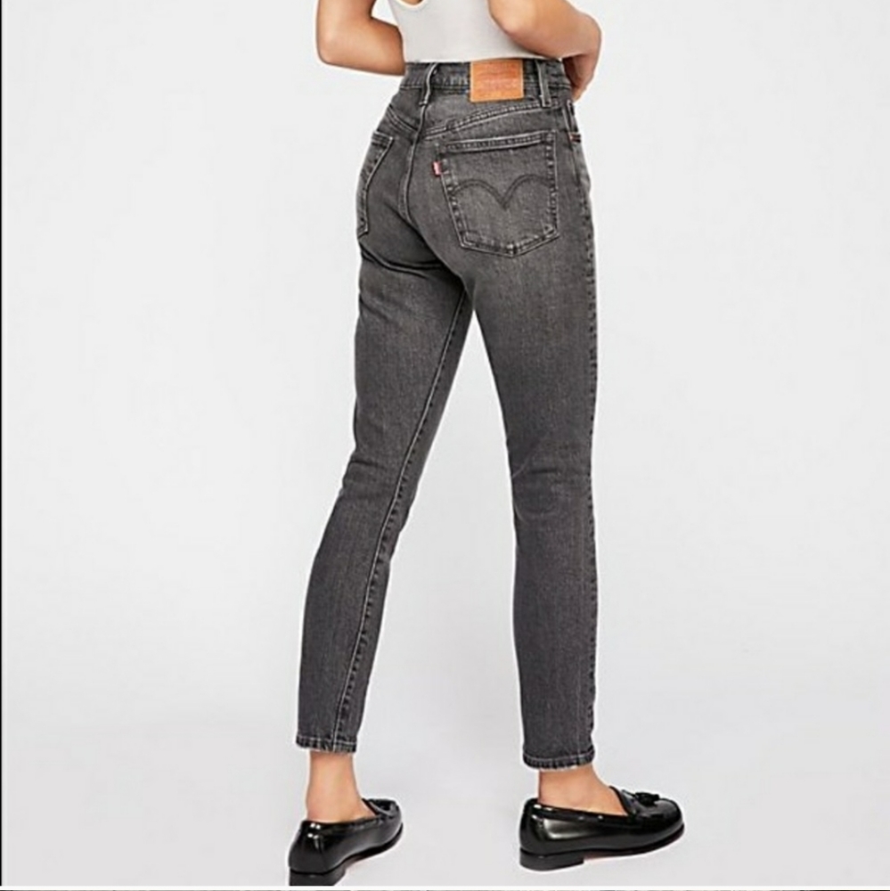 Levi's 501 High Rise Skinny Gray Black Jeans - Picture 2 of 6